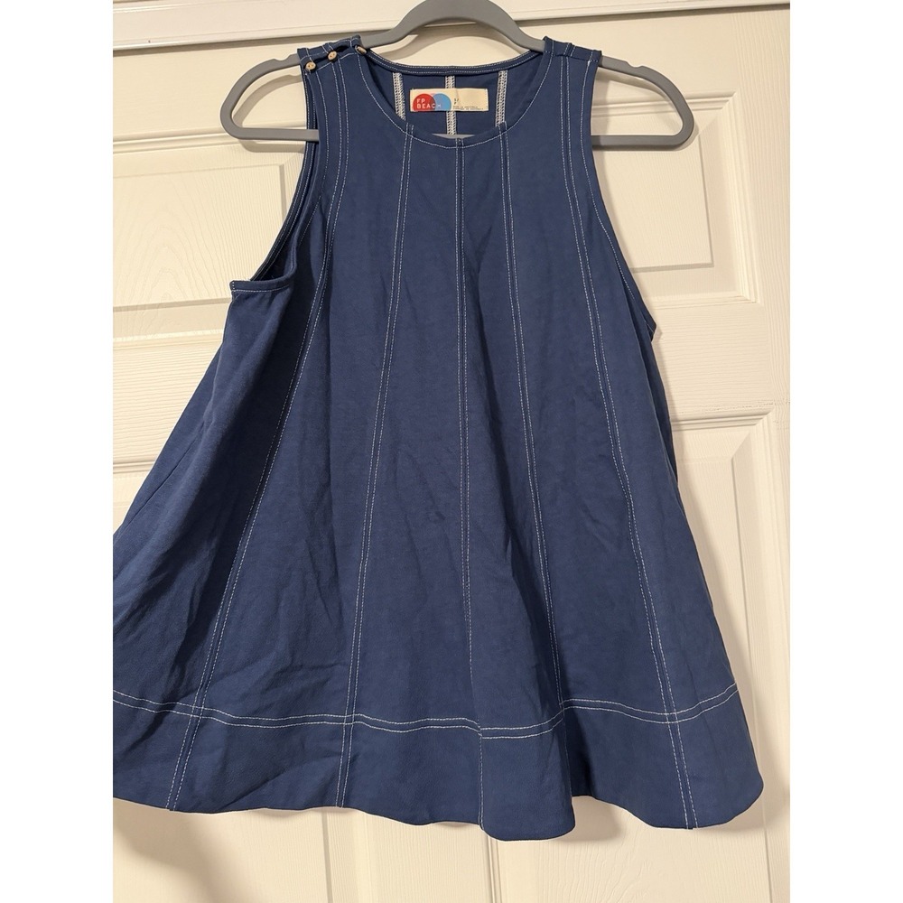 FP Beach Free People Strada Blue Baby Doll Tank Top Resort - Picture 4 of 8
